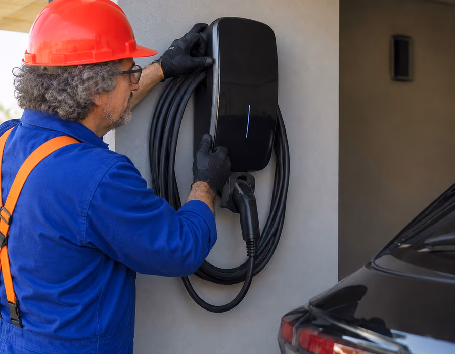 Instalação de carregador de carro elétrico (wallbox) em garagem residencial de Blumenau